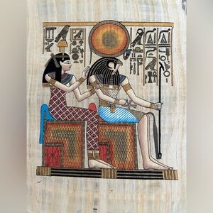 Authentic Egyptian papyrus of Goddess Nephthys and God Horus Hieroglyphics 17”